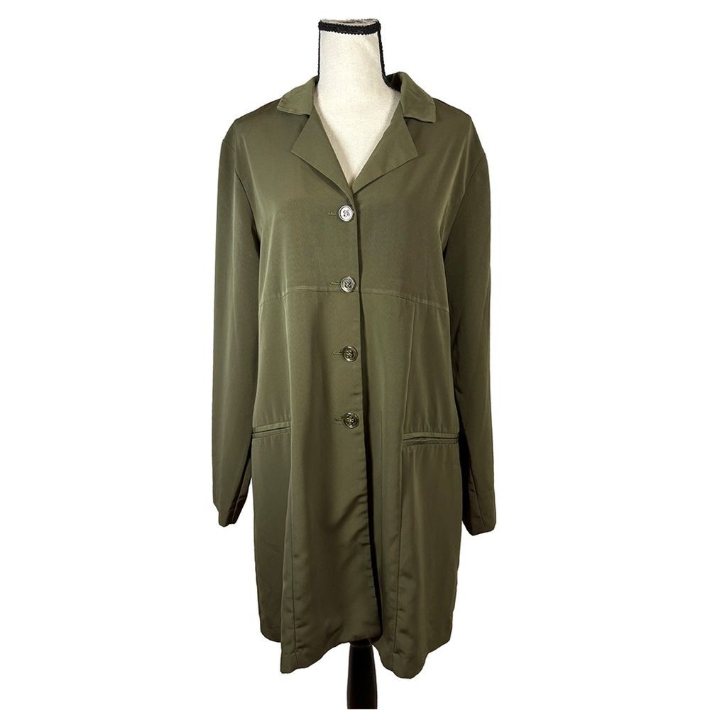 Vintage 90s Minimalist Duster | Positive Influence Olive Longline Jacket